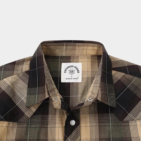 Dubinik® Western Shirts for Men Short Sleeve Plaid Pearl Snap Shirts for Men Button Up Shirt Cowboy Casual Work Shirt in Saudi Arabia