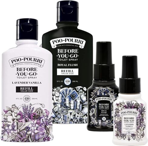 Poo-Pourri Before-You- go Toilet Spray, Original Citrus and Fresh Sea Salt, Reill Bottle 9 Fl Oz x2 and 1.4 Fl Oz Spray x2 in Saudi Arabia