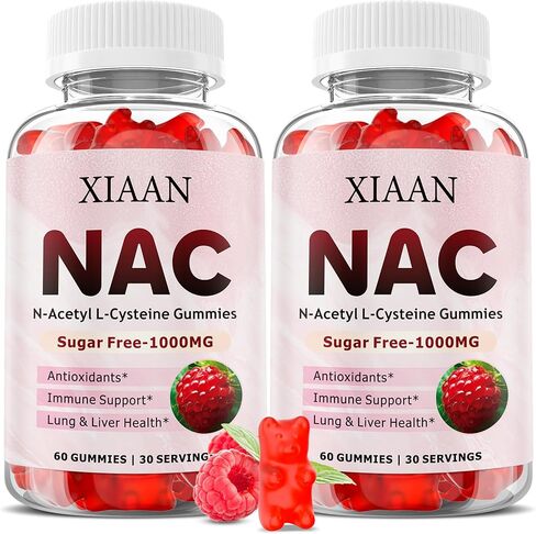NAC Gummies for Kids & Adults, N Acetyl Cysteine 1000mg NAC Supplement for Antioxidants & Immune Support, Lung & Liver Health, Raspberry Flavor 120 Count in Saudi Arabia