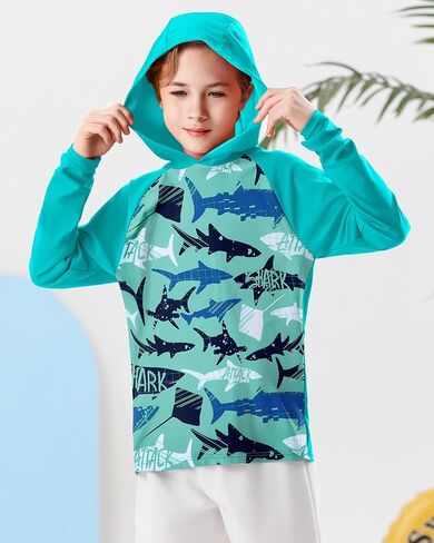 Century Star Long Sleeve Rash Guard Swim Shirts for Boys Toddler Kids UV Protection Fishing Hoodie with Thumb Hole in Saudi Arabia