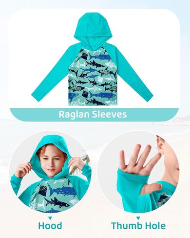 Century Star Long Sleeve Rash Guard Swim Shirts for Boys Toddler Kids UV Protection Fishing Hoodie with Thumb Hole in Saudi Arabia