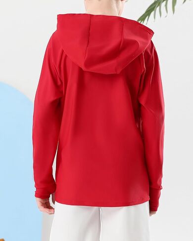 نجم القرن الطويل الأكمام الطفح القمصان للسباحة للأولاد طفل الأطفال UV حماية صيد هوديي مع ثقب الإبهام in Kuwait