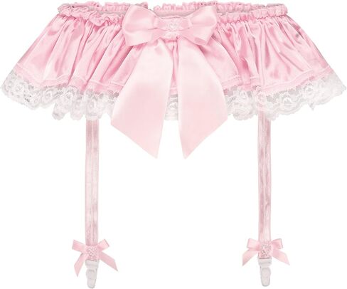 Satini Frilly Lace Sissy Silky Satin Garter Suspender Belt Lingerie Knickers in Saudi Arabia