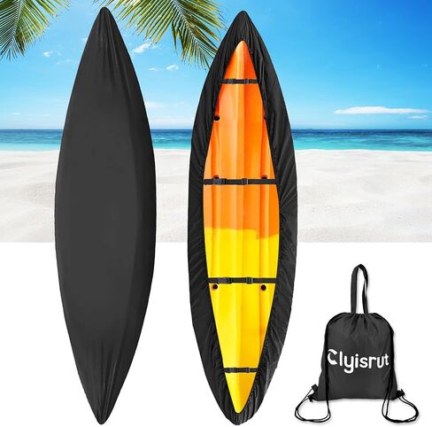 10-16FT Waterproof Kayak Covers for Outdoor Storage, 12FT Canoe Cover Accessories, Boat Cover Oxford Shade Marine Cockpit Dust Cover UV Protection Ultra Sunblock Shield for Fishing Boat Kayak Canoe in Saudi Arabia