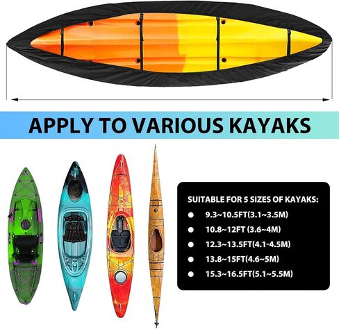 10-16FT Waterproof Kayak Covers for Outdoor Storage, 12FT Canoe Cover Accessories, Boat Cover Oxford Shade Marine Cockpit Dust Cover UV Protection Ultra Sunblock Shield for Fishing Boat Kayak Canoe in Saudi Arabia
