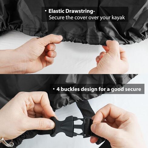10-16FT Waterproof Kayak Covers for Outdoor Storage, 12FT Canoe Cover Accessories, Boat Cover Oxford Shade Marine Cockpit Dust Cover UV Protection Ultra Sunblock Shield for Fishing Boat Kayak Canoe in Saudi Arabia