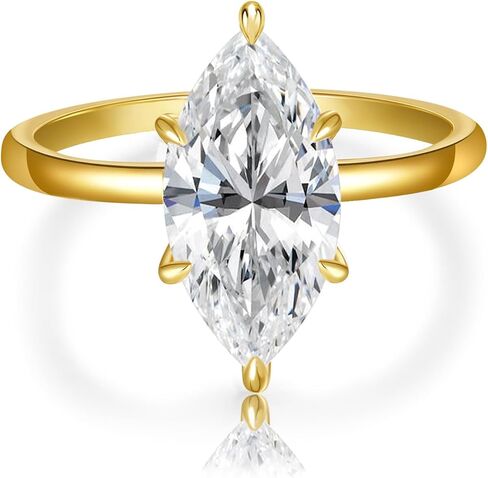 3.5CT Marquise Cut Engagement Ring for Women, Wedding Promise Cubic Zirconia Band, 14K Gold/White Gold Plated Simulated Diamond Rings Size 5-9 in Saudi Arabia