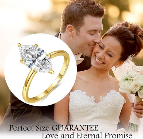 3.5CT Marquise Cut Engagement Ring for Women, Wedding Promise Cubic Zirconia Band, 14K Gold/White Gold Plated Simulated Diamond Rings Size 5-9 in Saudi Arabia