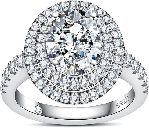 Anuclub Princess/Cushion/Oval Cut Moissanite Engagement Rings 3-3.884cttw D Color VVS1 925 Sterling Silver 3 Rows Vintage Halo Wedding Promiss in Kuwait
