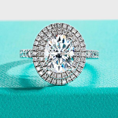 Anuclub Princess/Cushion/Oval Cut Moissanite Engagement Rings 3-3.884cttw D Color VVS1 925 Sterling Silver 3 Rows Vintage Halo Wedding Promiss in Kuwait