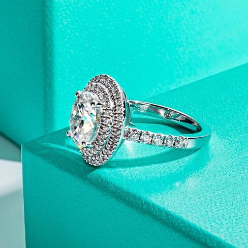Anuclub Princess/Cushion/Oval Cut Moissanite Engagement Rings 3-3.884cttw D Color VVS1 925 Sterling Silver 3 Rows Vintage Halo Wedding Promiss in Kuwait