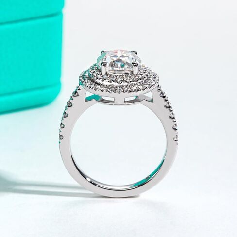 Anuclub Princess/Cushion/Oval Cut Moissanite Engagement Rings 3-3.884cttw D Color VVS1 925 Sterling Silver 3 Rows Vintage Halo Wedding Promiss in Kuwait