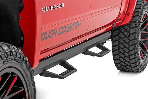 Rough Country SRL2 Aluminum Side Steps for Chevy Silverado & GMC Sierra 1500/2500HD/3500HD (2007-2018) Crew Cab - Modular Running Boards with Adjustable Step Placement in Saudi Arabia