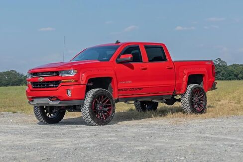Rough Country SRL2 Aluminum Side Steps for Chevy Silverado & GMC Sierra 1500/2500HD/3500HD (2007-2018) Crew Cab - Modular Running Boards with Adjustable Step Placement in Saudi Arabia