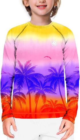 Aobute Usisex Kids Rash Guard Long Long SPF 50+ Sun Shirt UV Protection قمصان السباحة 3-12 سنة in Kuwait