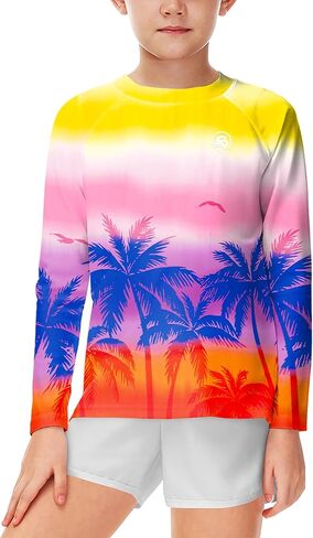 Aobute Usisex Kids Rash Guard Long Long SPF 50+ Sun Shirt UV Protection قمصان السباحة 3-12 سنة in Kuwait