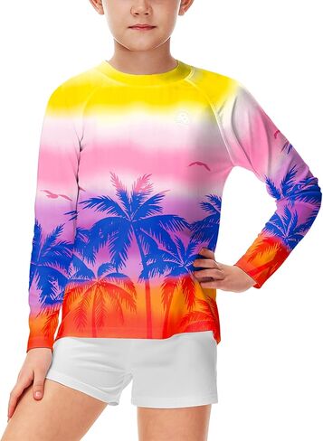 Aobute Usisex Kids Rash Guard Long Long SPF 50+ Sun Shirt UV Protection قمصان السباحة 3-12 سنة in Kuwait