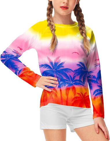 Aobute Usisex Kids Rash Guard Long Long SPF 50+ Sun Shirt UV Protection قمصان السباحة 3-12 سنة in Kuwait