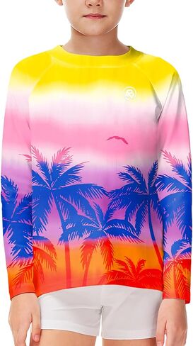 Aobute Usisex Kids Rash Guard Long Long SPF 50+ Sun Shirt UV Protection قمصان السباحة 3-12 سنة in Kuwait