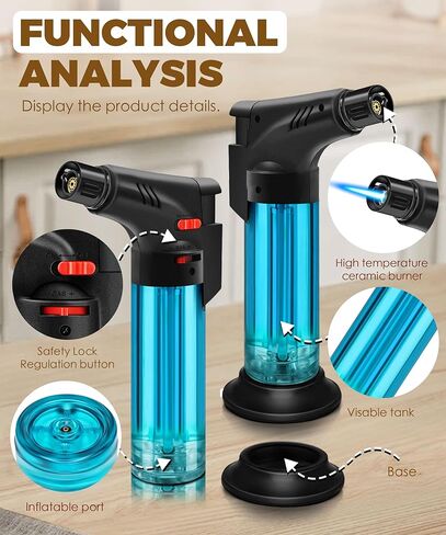 5 Pack of Torch Lighter, Powerful Windproof Jet Flame, Butane Gas Refill, with Safety Lock, Mini Blow Torch Lighters for Candle, Firework (NO Gas) in Kuwait