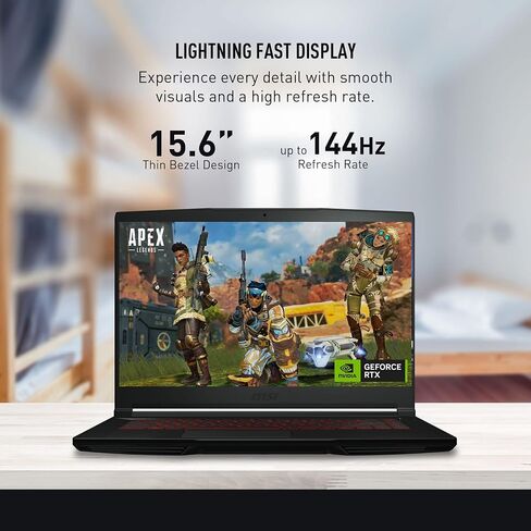 MSI Thin GF63 Gaming Laptop: Intel Core i5-12450H GeForce RTX 2050, 15.6" FHD, 144Hz, 8GB DDR4, 512GB NVMe SSD, Type-C USB 3.2 Gen 1, Cooler Boost 5, Win 11 Home: Black 12UCX-484US in Saudi Arabia