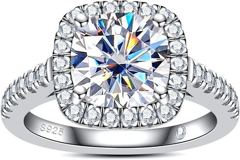 Anuclub Princess/Cushion/Oval Cut Moissanite Engagement Rings 3-3.884cttw D Color VVS1 925 Sterling Silver 3 Rows Vintage Halo Wedding Promiss in Kuwait