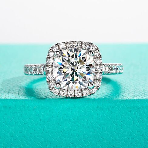 Anuclub Princess/Cushion/Oval Cut Moissanite Engagement Rings 3-3.884cttw D Color VVS1 925 Sterling Silver 3 Rows Vintage Halo Wedding Promiss in Kuwait