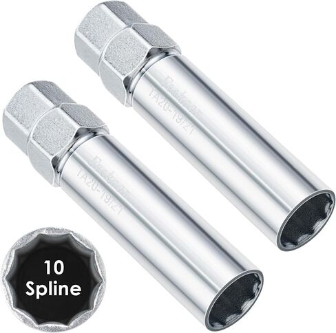 Feekoon 10 Spline Lug Nut Key Replacement for TA20-19/21, Compatible with Bimecc 10-Spline Lug Nut and Lug Bolts, Passenger with 3/4 and 13/16 Hex Drive, Alloy Steel, Silver (1 Pack) in Saudi Arabia