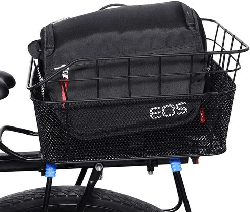 ANZOME Folding Rear Bike Basket with Bicycle Basket Liner and Adjustable Cargo Net, Waterproof Metal Bike Basket for Most Rear Mounted Bike Rack, Large Space Folding Bike Basket Rear in Kuwait