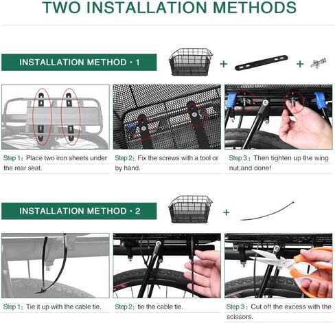 ANZOME Folding Rear Bike Basket with Bicycle Basket Liner and Adjustable Cargo Net, Waterproof Metal Bike Basket for Most Rear Mounted Bike Rack, Large Space Folding Bike Basket Rear in Kuwait