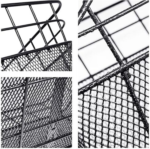 ANZOME Folding Rear Bike Basket with Bicycle Basket Liner and Adjustable Cargo Net, Waterproof Metal Bike Basket for Most Rear Mounted Bike Rack, Large Space Folding Bike Basket Rear in Kuwait