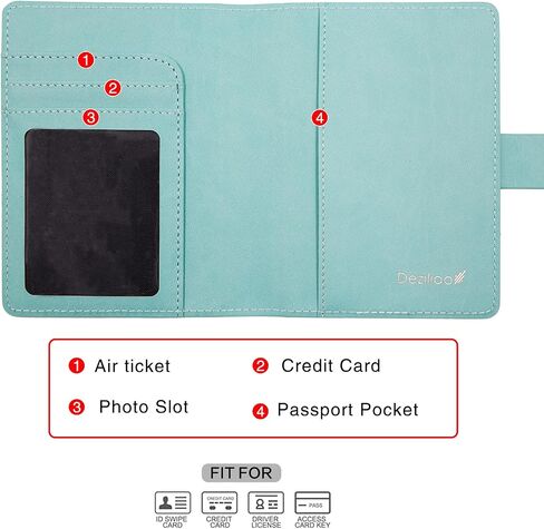 Deziliao Passport Holder,Passport Holder Card Slots, Passport and Vaccine Card Holder Combo, Cute Passport cover for Women and Men, with Waterproof Rfid Blocking, Passport Travel Wallet(Aqua Green) in Kuwait