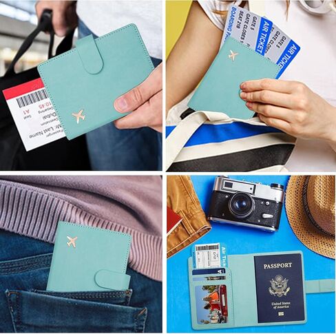 Deziliao Passport Holder,Passport Holder Card Slots, Passport and Vaccine Card Holder Combo, Cute Passport cover for Women and Men, with Waterproof Rfid Blocking, Passport Travel Wallet(Aqua Green) in Kuwait