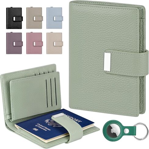 BKNOOU RFID Blocking Passport Holder with Airtag - Leather Travel Passport Wallet for Women & Men, Slim Bifold Travel passport holder Holds Cards & Tickets & Cash (Blue) in Kuwait