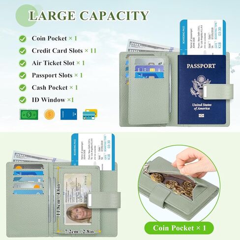 BKNOOU RFID Blocking Passport Holder with Airtag - Leather Travel Passport Wallet for Women & Men, Slim Bifold Travel passport holder Holds Cards & Tickets & Cash (Blue) in Kuwait