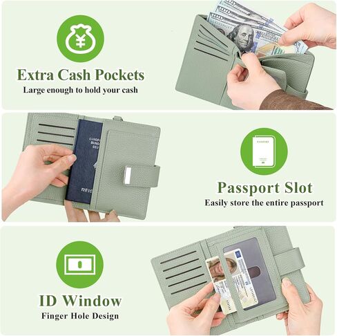 BKNOOU RFID Blocking Passport Holder with Airtag - Leather Travel Passport Wallet for Women & Men, Slim Bifold Travel passport holder Holds Cards & Tickets & Cash (Blue) in Kuwait