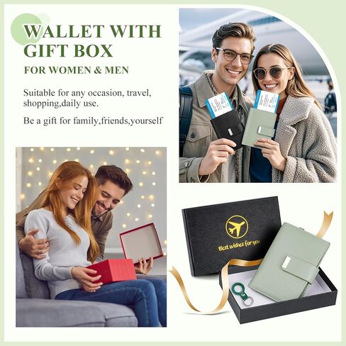 BKNOOU RFID Blocking Passport Holder with Airtag - Leather Travel Passport Wallet for Women & Men, Slim Bifold Travel passport holder Holds Cards & Tickets & Cash (Blue) in Kuwait