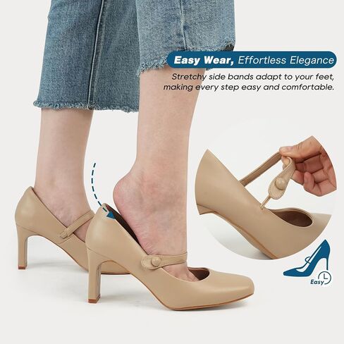 Womens Mary Janes Chunky Heels Square Toe Pumps in Saudi Arabia