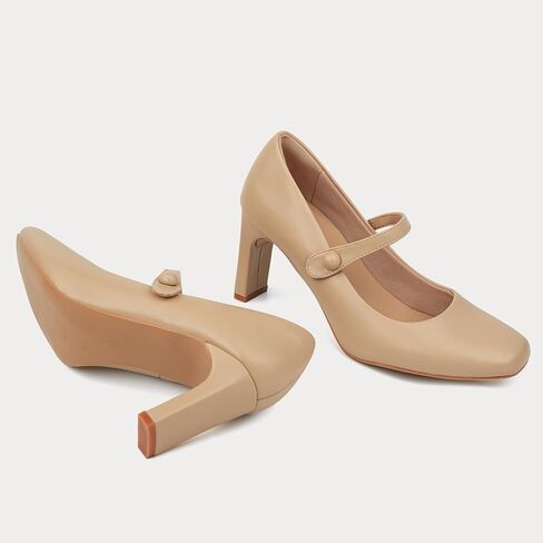 Womens Mary Janes Chunky Heels Square Toe Pumps in Saudi Arabia