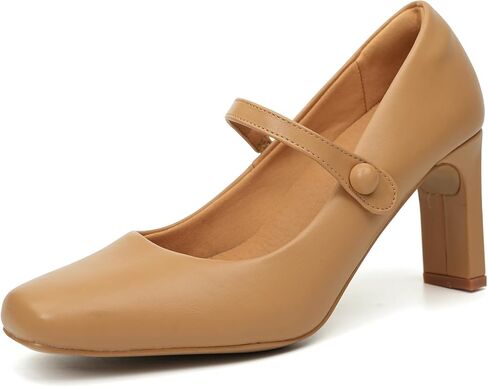 Womens Mary Janes Chunky Heels Square Toe Pumps in Saudi Arabia