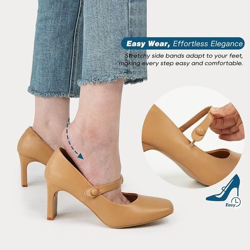 Womens Mary Janes Chunky Heels Square Toe Pumps in Saudi Arabia