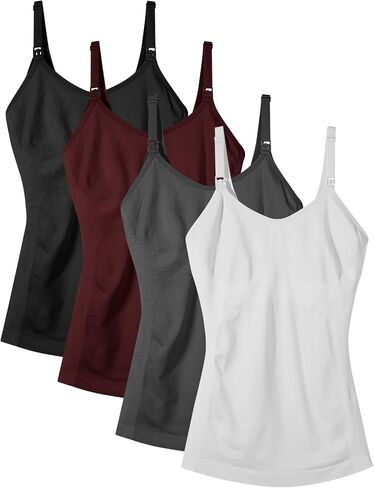 Women's Maternity Nursing Tank Tops with Built in Bra for Breastfeeding Camisoles Shirt 4Pack in Saudi Arabia