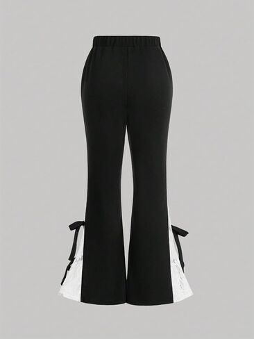 Verdusa Women's Bell Bottom Wide Leg Lace Pants Y2K Mesh Goth Flare Pants Party Clubwear in Saudi Arabia