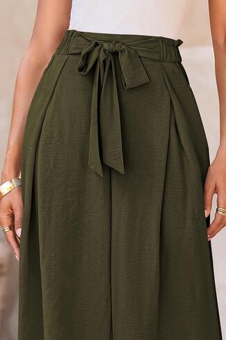 Prettygarden النسائية الواسعة في الساق سراويل الأعمال غير الرسمية عالية الخصر مقر الصيف سروال الصيف in Kuwait