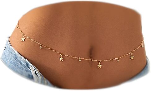 Layered Belly Chain Gold Waist Chains for Women Adjustable Summer Beach Body Jewelry for Dress in Kuwait