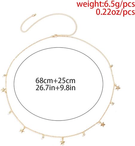Layered Belly Chain Gold Waist Chains for Women Adjustable Summer Beach Body Jewelry for Dress in Kuwait