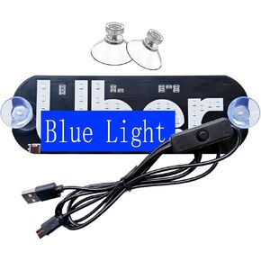 علامات ضوء LED للسيارة ، علامات LED للسيارة ، ملصقات المصد تاكسي الزجاج الأمامي ، كابل USB-C ، شارات زرقاء مع أكواب شفط وميض على النافذة LED أضواء ساطعة USB