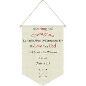 Christian Home School Decor Bible Verse Canvas Hanging Pennant Flag Banner Wall Sign Bible Verses for Nursery Decor Inspirational Christian Wall Hanging Banner for Baby Kids Bedroom
