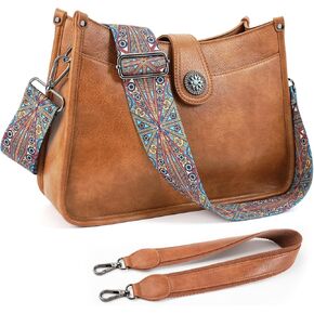 APHISON Crossbody Bags For Women Trendy, Leather Hobo Handbag Crossbody Purses Shoulder Bucket Bag with 2 Strap