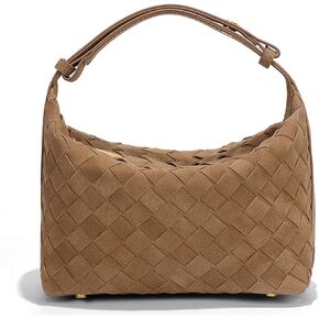 Luxurious Suede Hobo Bag - Women's Woven Leather Shoulder Bag with Spacious Interior